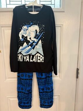 Ski Yeti Kids Pajama Set wonder nation Black & Blue